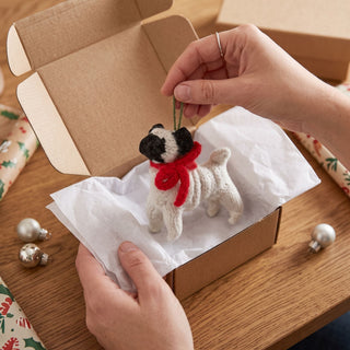 Pug Dog Hand Knit Christmas Ornament