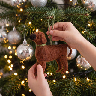 Rhodesian Ridgeback Hand Knit Christmas Ornament
