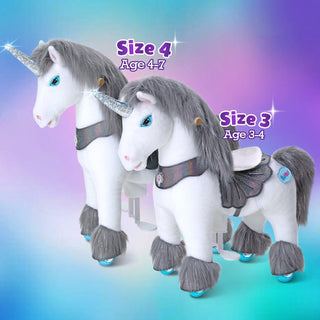 Model Y® Grey Unicorn Rideable Toy for Age 3-4