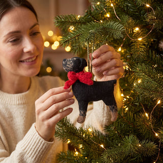 Rottweiler Dog Hand Knit Christmas Ornament