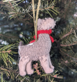 Décoration de Noël en laine d'alpaga tricotée à la main - Chien Schnauzer