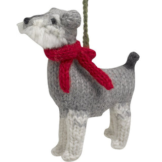 Décoration de Noël en laine d'alpaga tricotée à la main - Chien Schnauzer