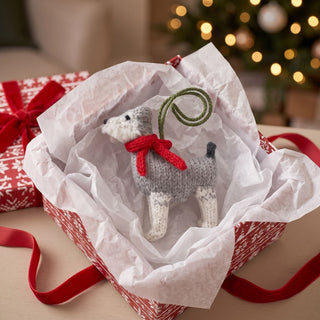 Décoration de Noël en laine d'alpaga tricotée à la main - Chien Schnauzer