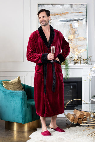 Men's Shawl Collar Fleece Robe Plushie Depot