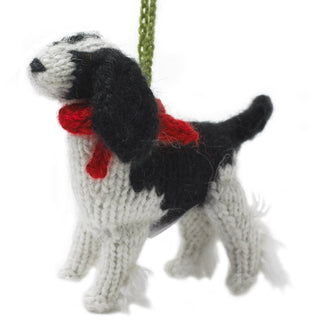 Décoration de Noël en laine d'alpaga tricotée à la main - Chien épagneul