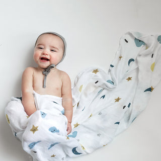 Moon and stars bamboo swaddle Plushie Depot