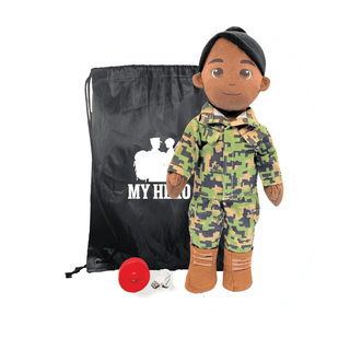 My Hero™ Daddy Doll Marine | Custom Recordable Plush Female Dark Black