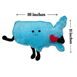 USA Mascot Map Pillow | Educational Plush Toy | Stuffed States USA