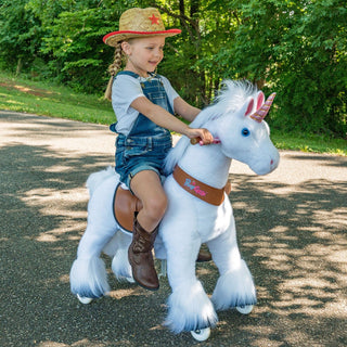 Jouet d'équitation licorne modèle U, 4 à 8 ans, blanc