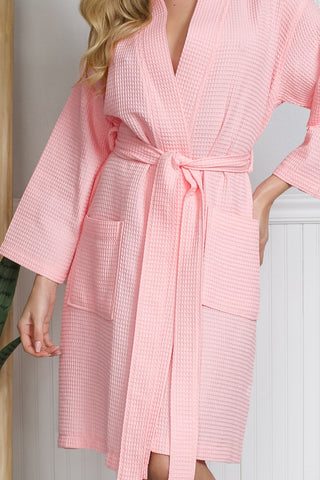 Women's Waffle Kimono Knee Length Robe Plushie Depot