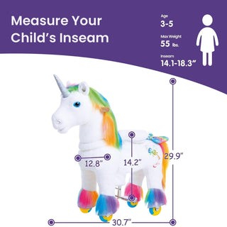 Unicorn Ride On Toy for Age 3-5 Rainbow Model X | Plushie Depot