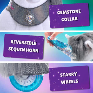 Model Y® Grey Unicorn Rideable Toy for Age 4-7