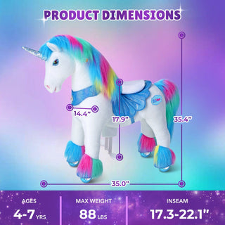 Model Y® Rainbow Unicorn Rideable Toy for Age 4-7