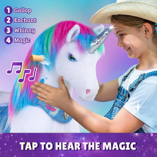 Model Y® Rainbow Unicorn Rideable Toy for Age 3-4