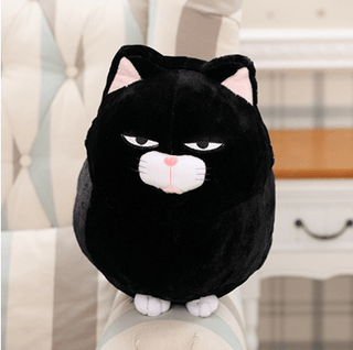 Grumpy Chubby Funny Cat Plushies Black cat Plushie Depot