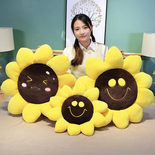 Cute Expressive Sunflower Cushions Pillows Plushie Depot