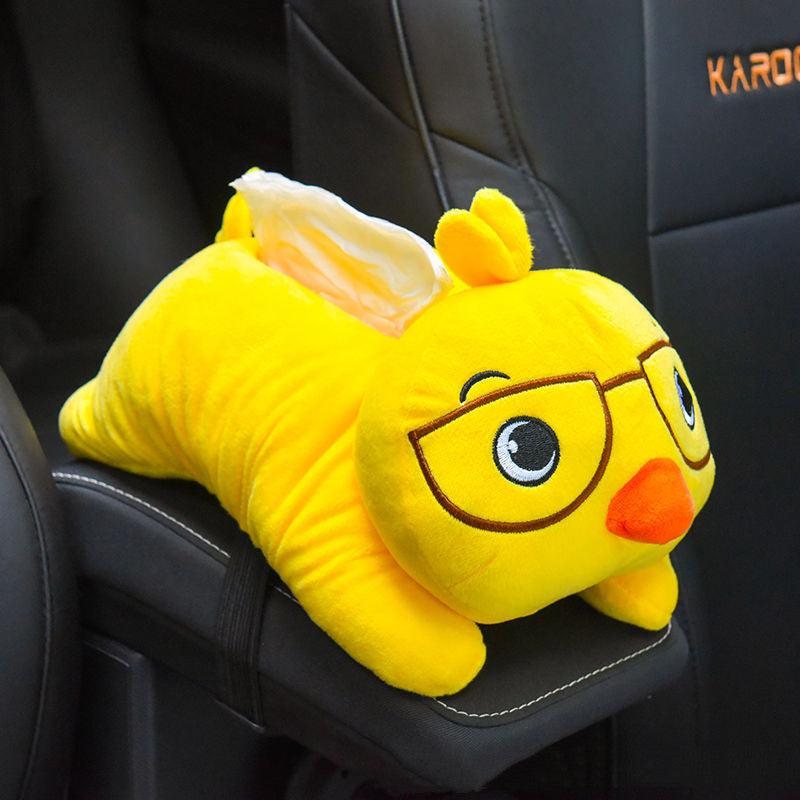 Creative Cartoon Plush Chicken Car Armrest Little yellow duck Stuffed Animals - Plushie Depot