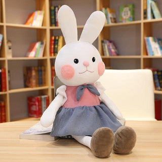 17.5" - 21.5" Adorable Bunny Rabbit Plushy Toys with Clothes Blue Plushie Depot