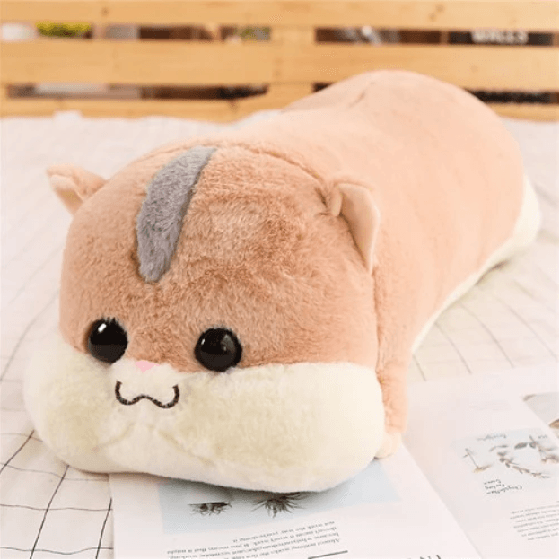 Long Hamster Stuffed Plush Pillow Brown - Plushie Depot