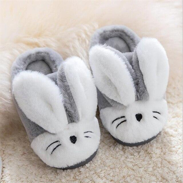 Children's Indoor Cotton Plush Bunny Rabbit Slippers, Warm Plushy Slippers for Kids as pic China Slippers Plushie Depot