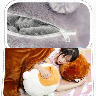 Cute Corgi Kawaii Plush Toy Cushion with Blanket, Great for Gifts Plushie Depot