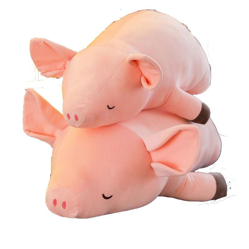 Sleeping Piggy pillow plush toy pink Plushie Depot