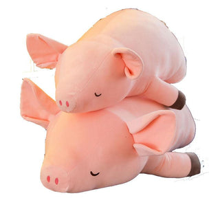 Sleeping Piggy pillow plush toy pink - Plushie Depot