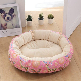 Flamingo Pattern Fluffy Round Plush Dog Beds for Small Dogs Style 6 Plushie Depot