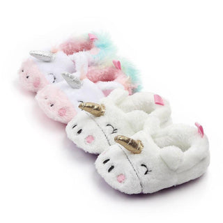 Toddler Baby Girl Rainbow Unicorn Plush Shoe Slippers, Great Gift for Ages 0-18M - Plushie Depot