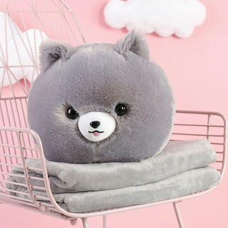 Cute Corgi Kawaii Plush Toy Cushion with Blanket, Great for Gifts Gray Plushie Depot