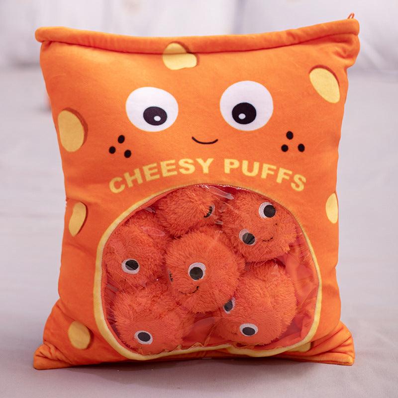 Cheesy Puffs Funny Snack Shaped Plush Toys (Whole Bag) Orange Plushie Depot