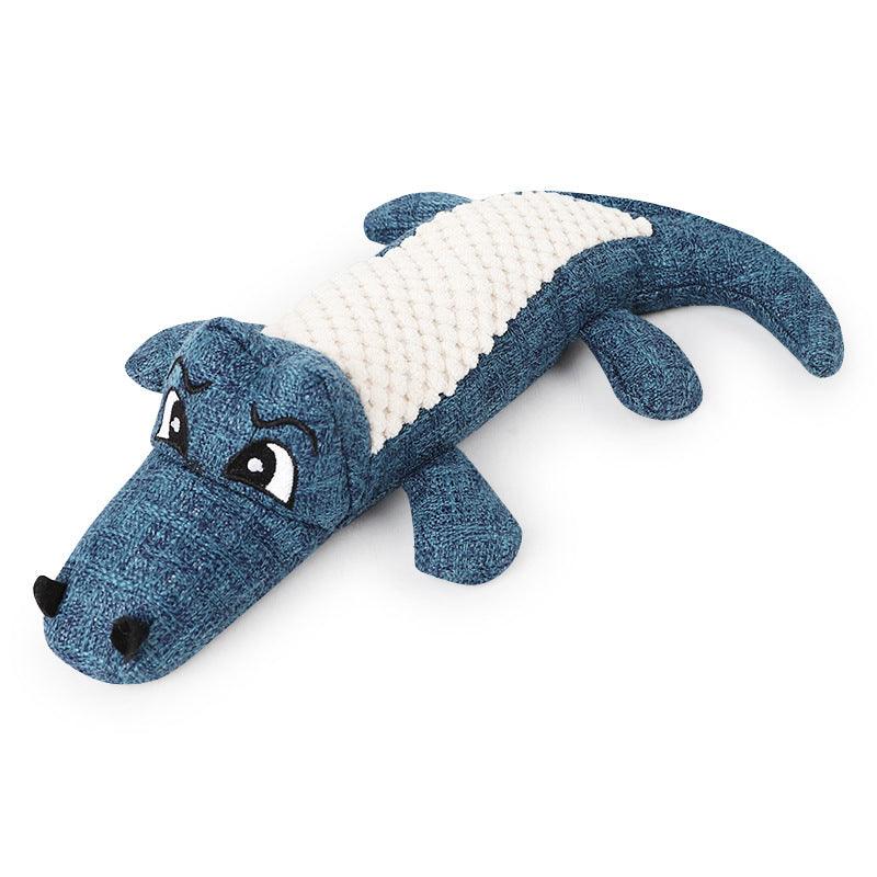 Crocodile Shaped Dog Chew Toys Blue Pet Toys Plushie Depot