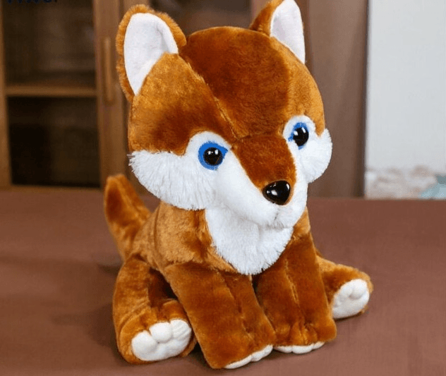 Kawaii White Wolf And Fox 16” Brown Stuffed Animals - Plushie Depot