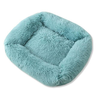 Square Dog & Cat Pet Bed for Medium Pets, Super Soft Warm Plush & Comfortable Light blue Plushie Depot