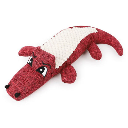 Crocodile Shaped Dog Chew Toys Red Pet Toys Plushie Depot