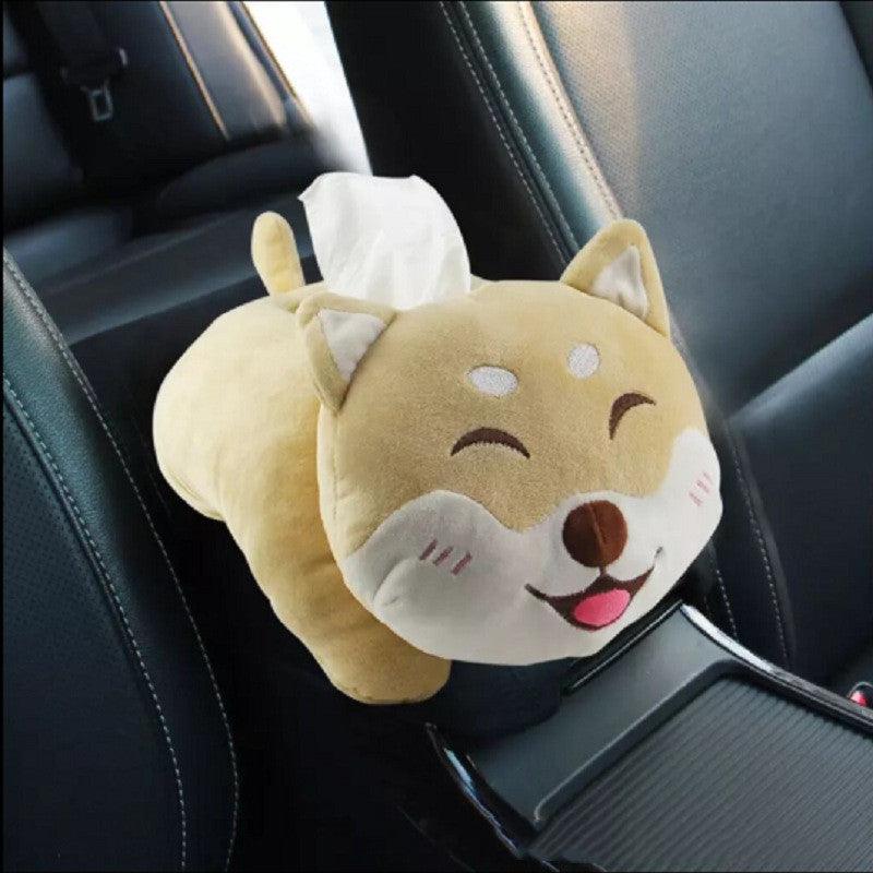 Creative Cartoon Plush Chicken Car Armrest Smiley cat Stuffed Animals - Plushie Depot