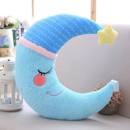 Lovely Stuffed Moon Shaped Pillow Blue Pillows - Plushie Depot