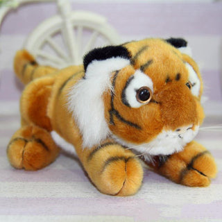 Simulation tiger plush toy Brown 18cm lie Plushie Depot