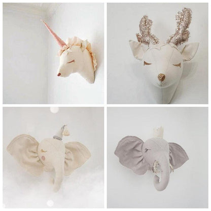 Baby Girl Room Decor Deer Unicorn Stuffed Toys Animal Heads Wall Decoration For Bed Children Nursery Room Decoration Nordic Toy Wall Decor - Plushie Depot