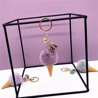 Ice Cream Keychain Cute Bag Cartoon Plush Purple Keychains - Plushie Depot