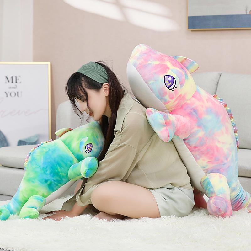 Giant Colored Chameleon Plush Pillow Pillows - Plushie Depot