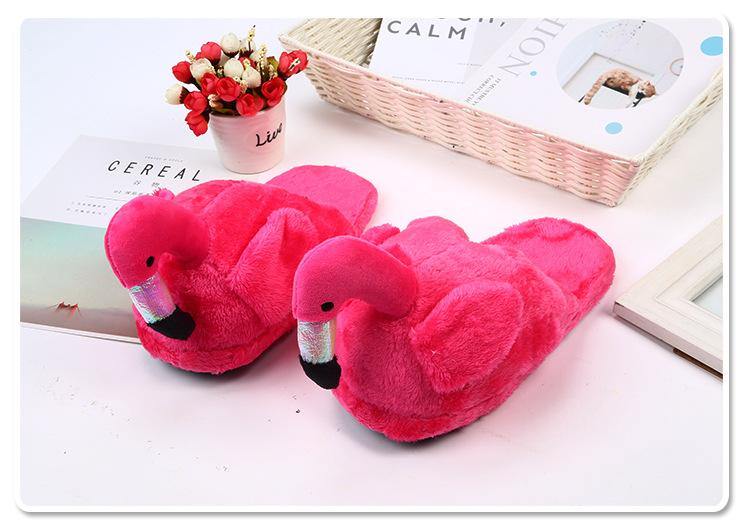 Flamingo plush slippers Slippers Plushie Depot