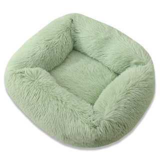 Square Dog & Cat Pet Bed for Medium Pets, Super Soft Warm Plush & Comfortable Green Plushie Depot