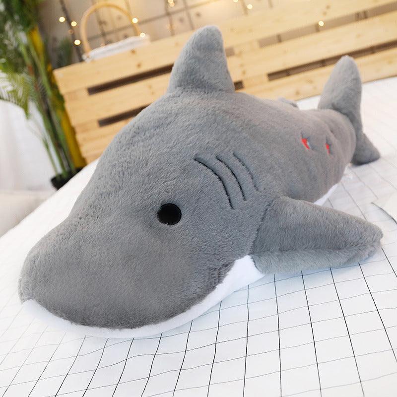 Ferocious Shark plush pillow Grey Plushie Depot