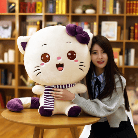 Kawaii Cat Plush toys Purple round face 40cm - Plushie Depot
