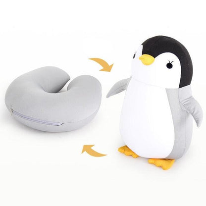 Super Funny & Cool Reversible Penguin U-shaped Travel Neck Pillow Plush Penguin Neck Pillows Plushie Depot