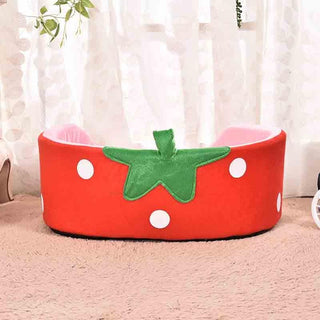 Strawberry Shaped Small Dog and Cat Pet Bed Plushie Depot