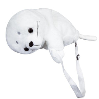 Kawaii White Seal Plush Toy Backpack Default Title Bags - Plushie Depot