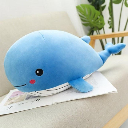 Soft Whale Stuffed Animal Pillow 14" Blue Stuffed Animals - Plushie Depot