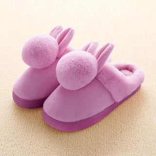 Bunny Rabbit Plush Animal Slippers Purple Slippers - Plushie Depot